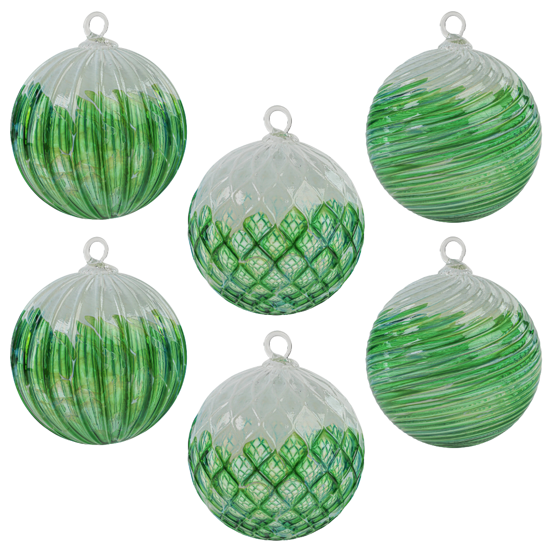 Evergreen Snow Flurry Handblown Glass Ornament