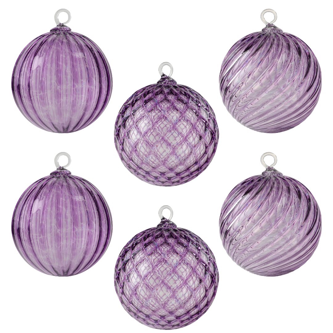 February Birthstone Handblown Glass Ornament