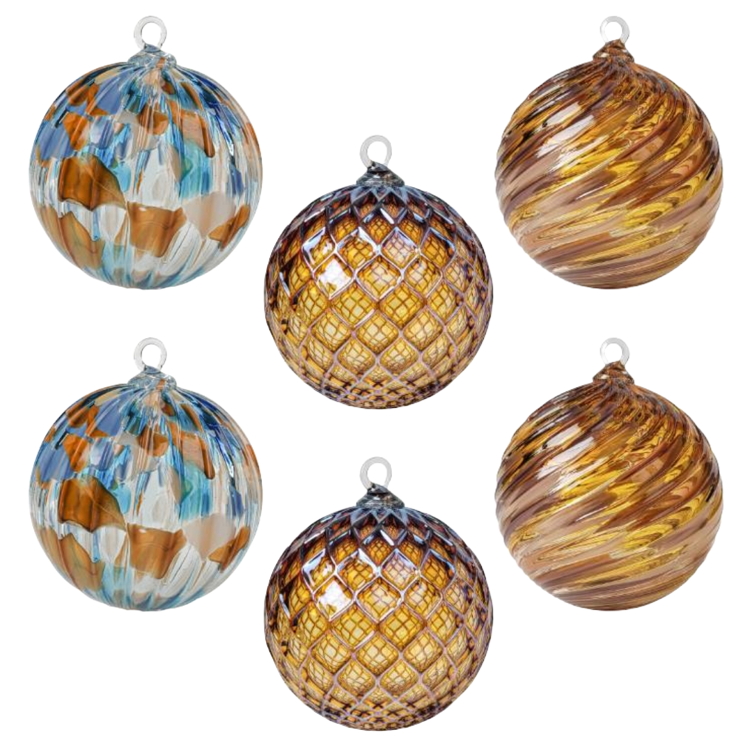 Folsom Set of 6 Mixed Handblown Glass Ornaments