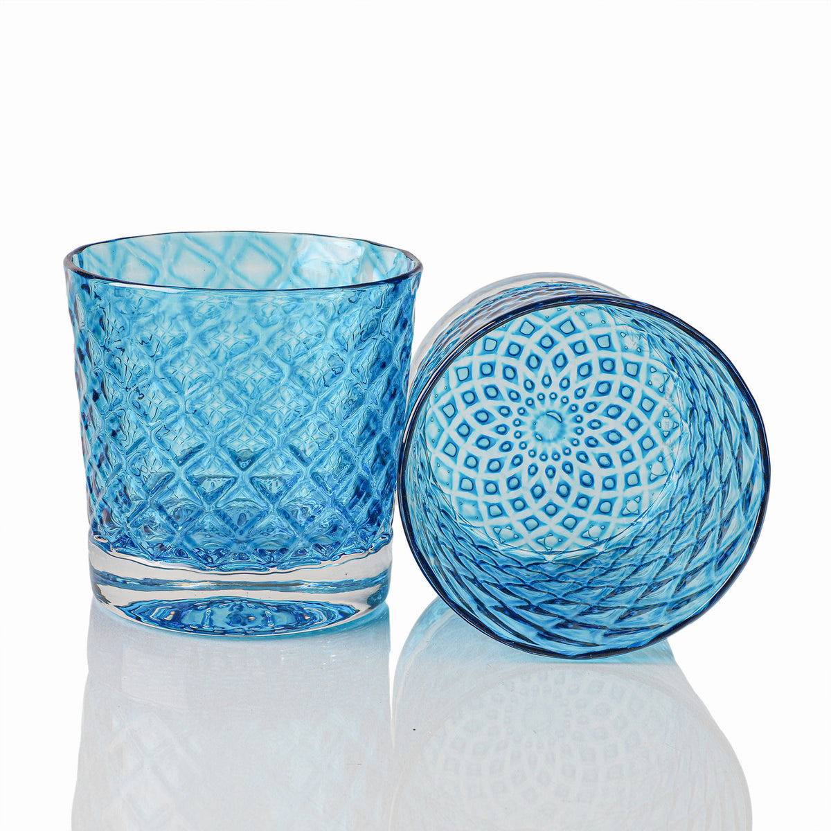 Blueberry & Aqua Mindala Glass Set