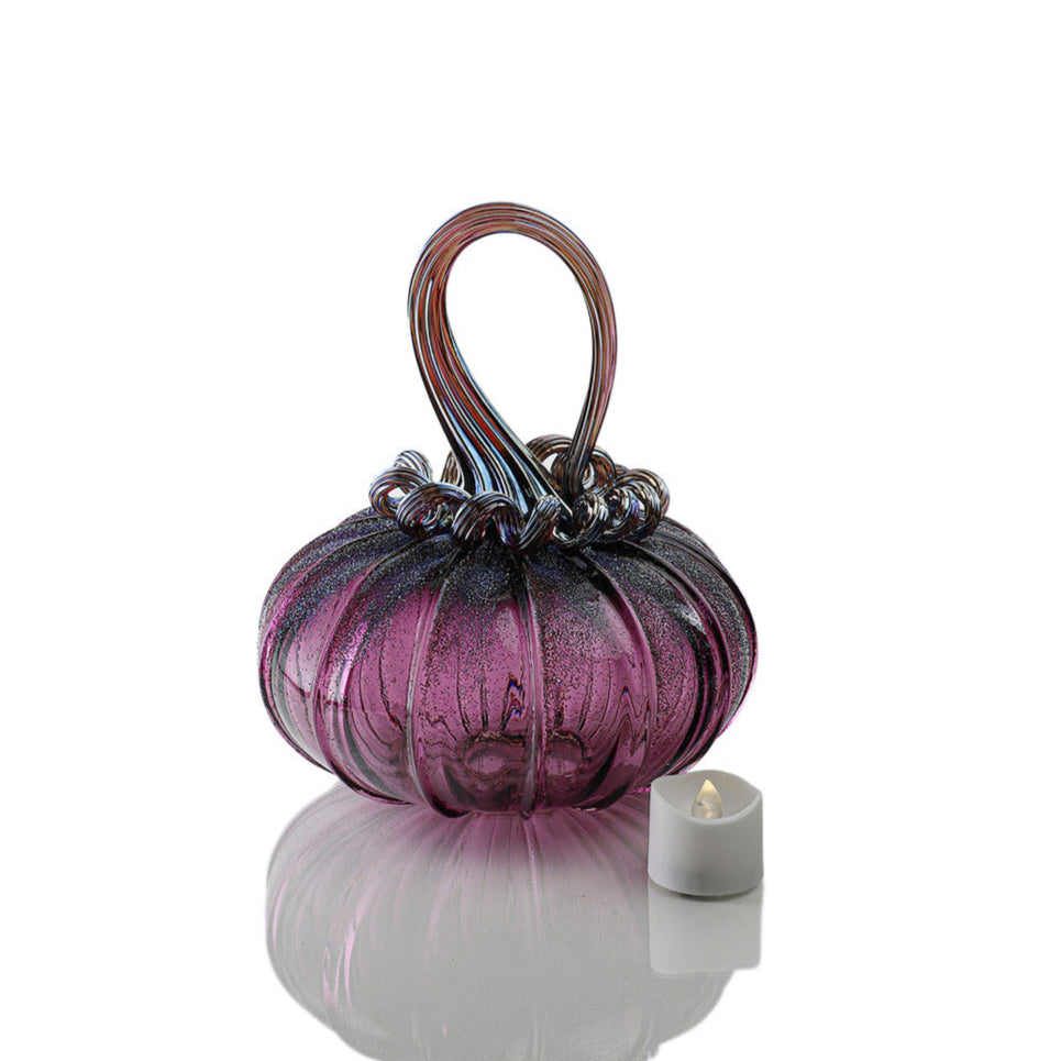 Amethyst Moon Textured Pumpkin w/Tealight