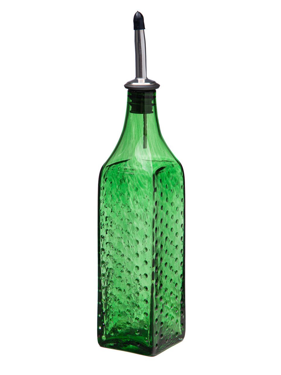 Emerald Hobnail Handblown Bottle