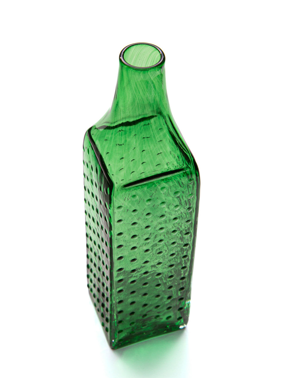 Emerald Hobnail Handblown Bottle