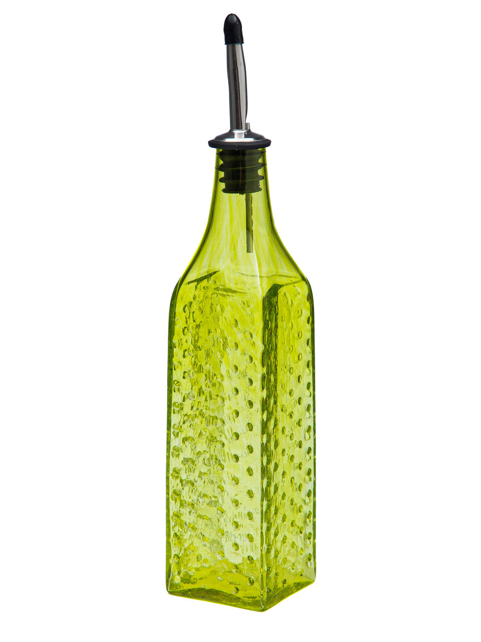 Lime Hobnail Handblown Bottle