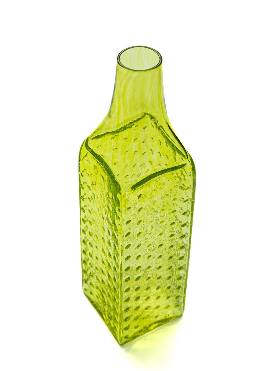 Lime Hobnail Handblown Bottle