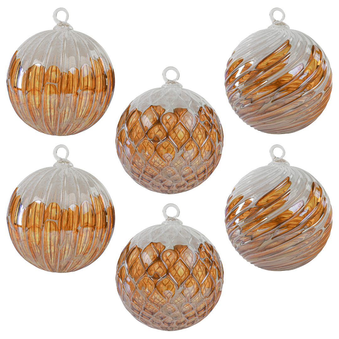 Golden Snow Flurry Handblown Glass Ornament