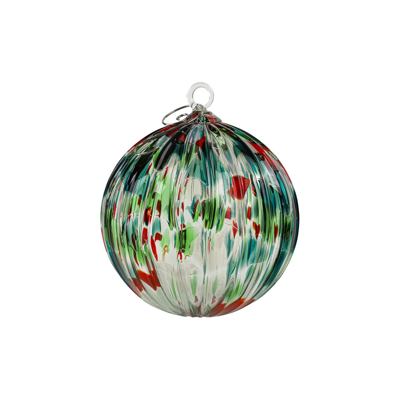 Cranberry Flurry Set  of 6 Mixed Handblown Glass Ornaments