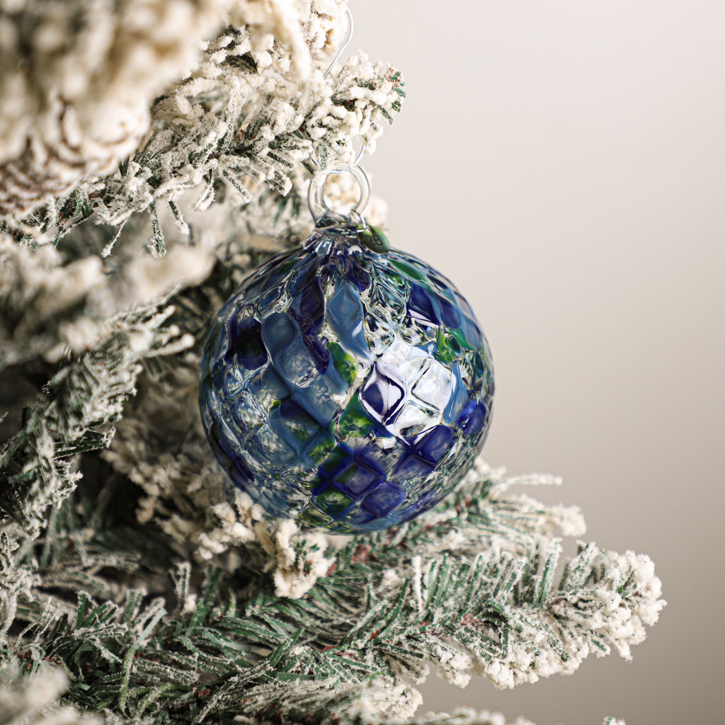 Cabin on the Lake Handblown Glass Ornament