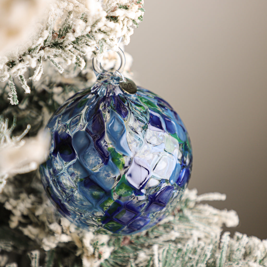 Cabin on the Lake Handblown Glass Ornament