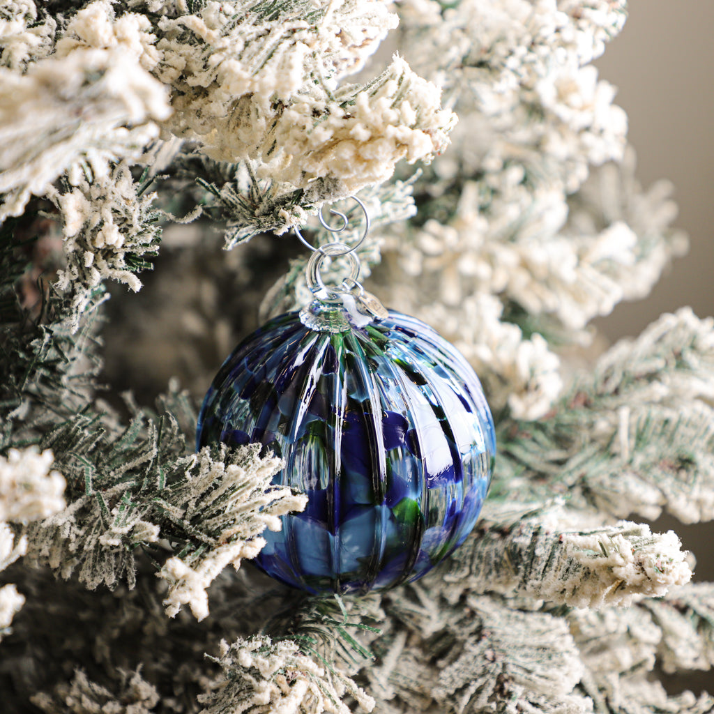 Cabin on the Lake Handblown Glass Ornament