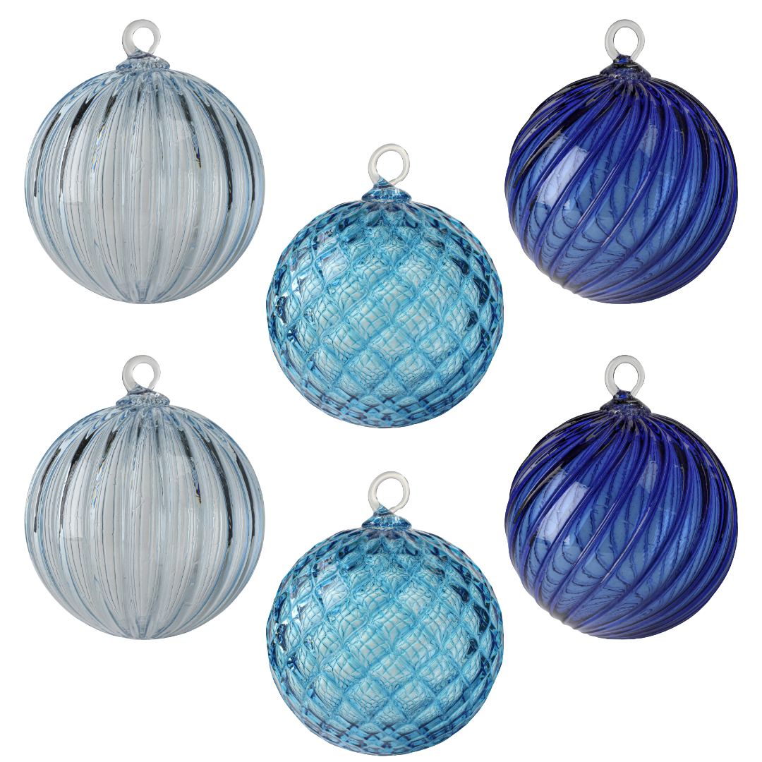 Ice Set of 6 Mixed Handblown Glass