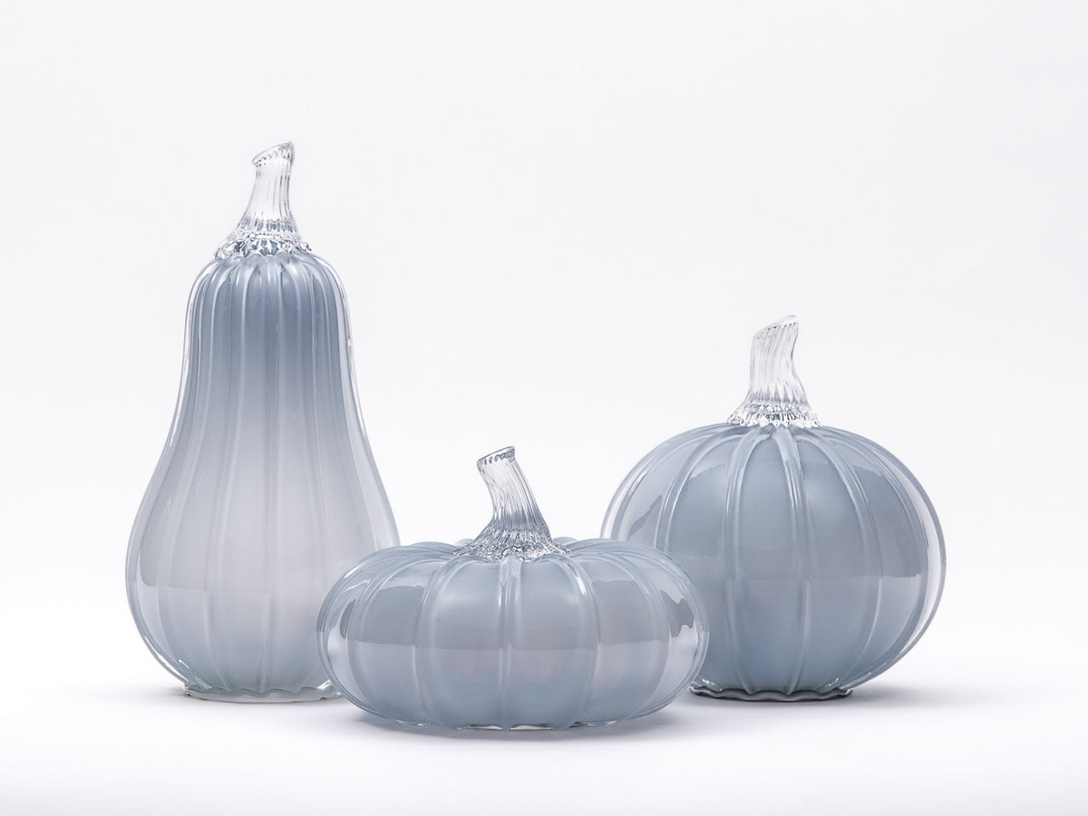 Periwinkle Glass Pumpkin w/Tealight