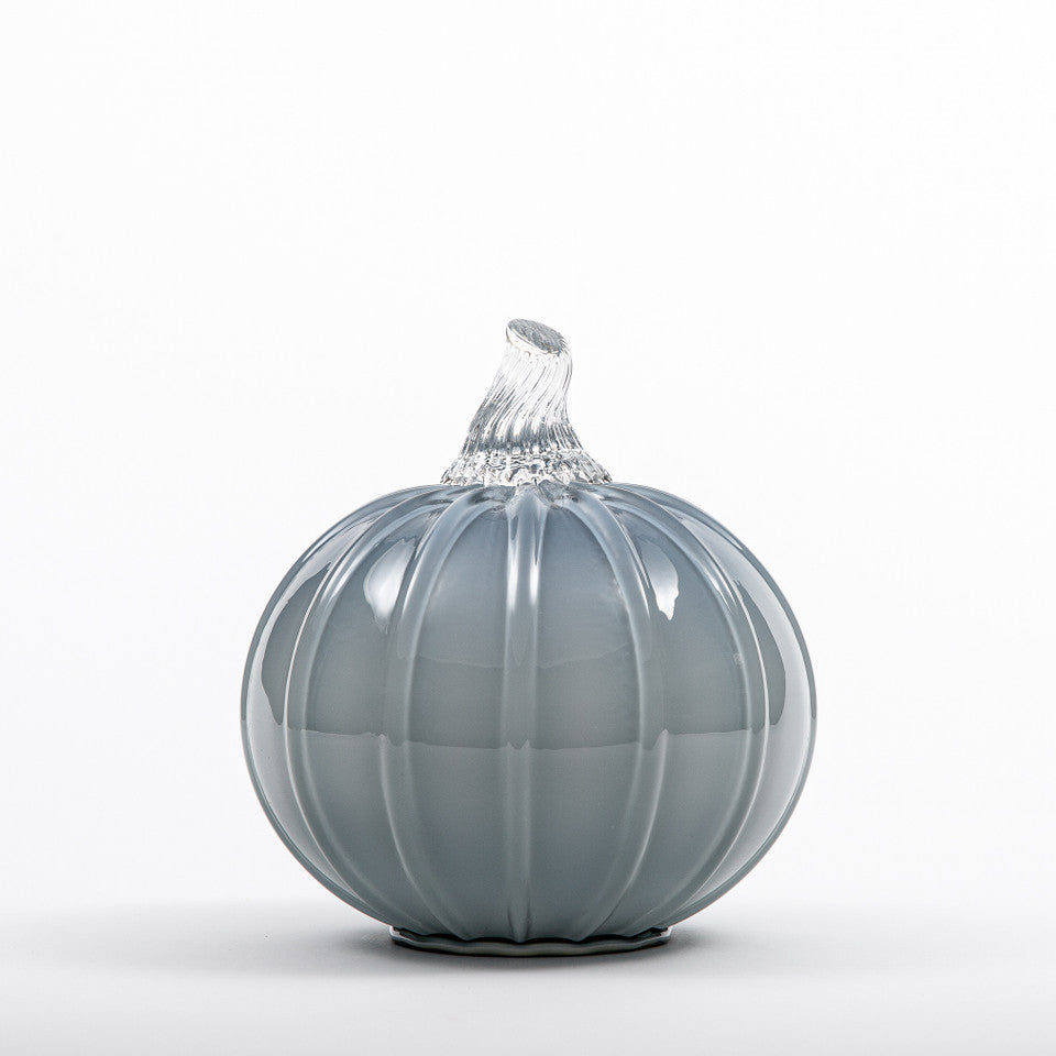 Denim Glass Pumpkin w/Tealight