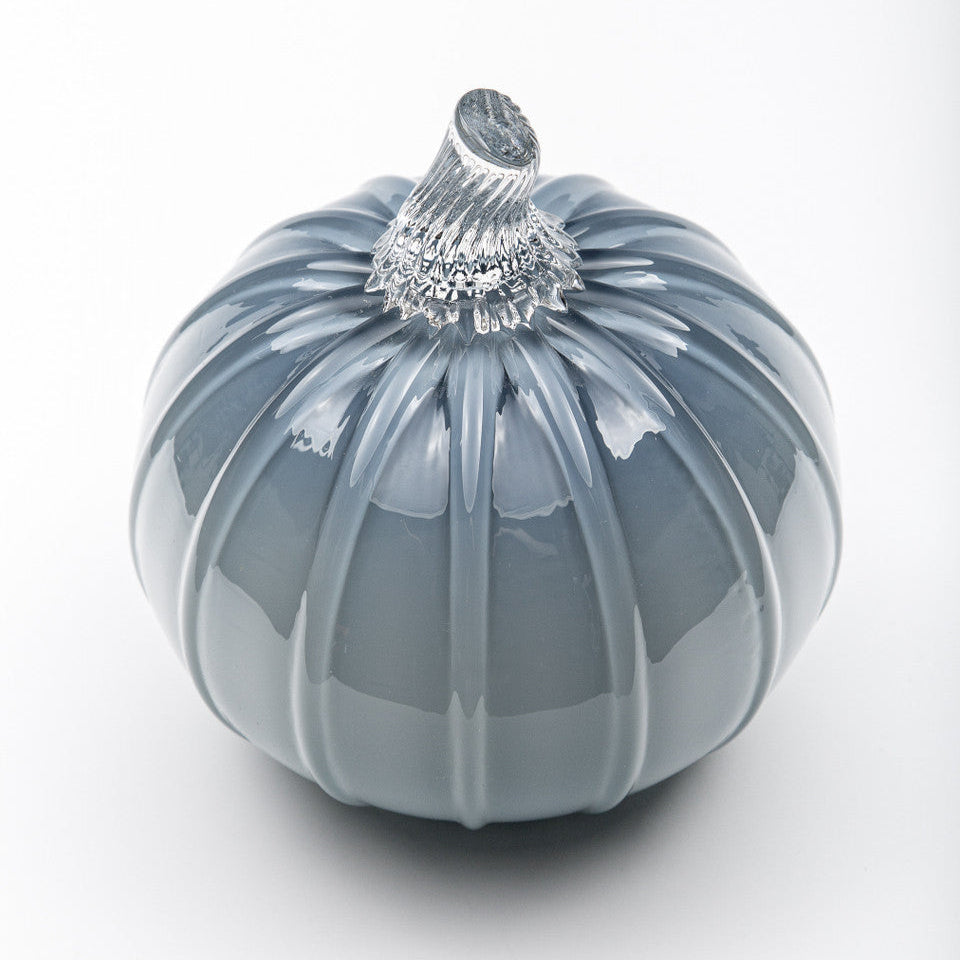 Denim Glass Pumpkin w/Tealight