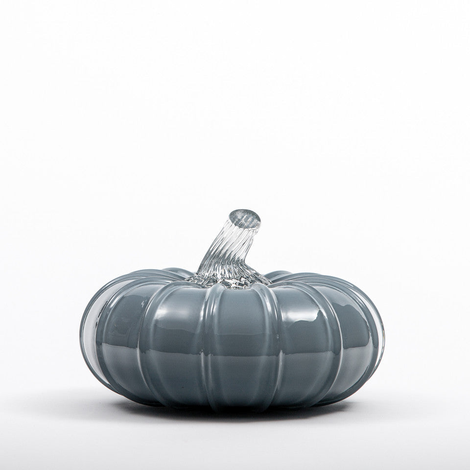 Denim Glass Pumpkin w/Tealight