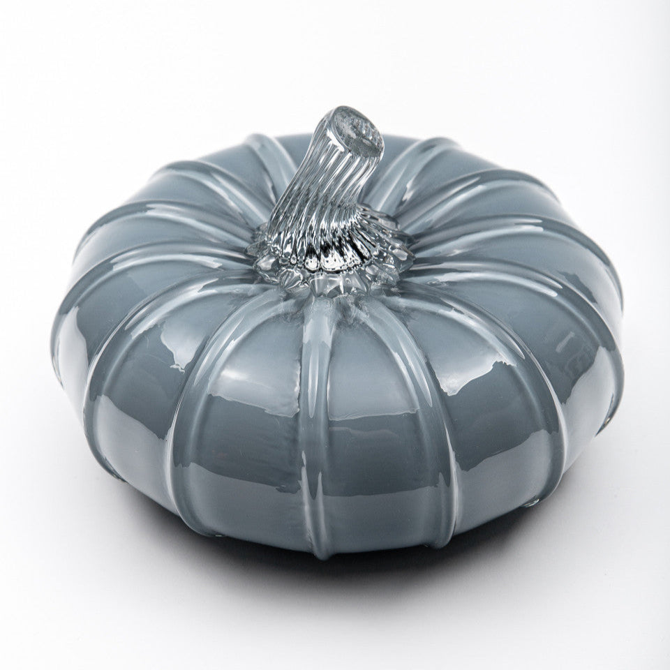 Denim Glass Pumpkin w/Tealight