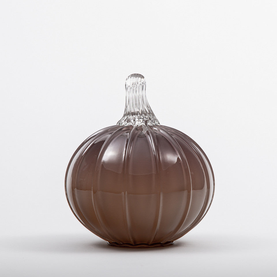 Aubergine Glass Pumpkin w/Tealight