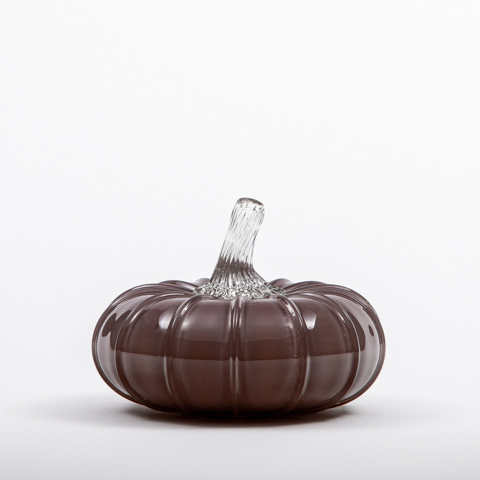 Aubergine Glass Pumpkin w/Tealight