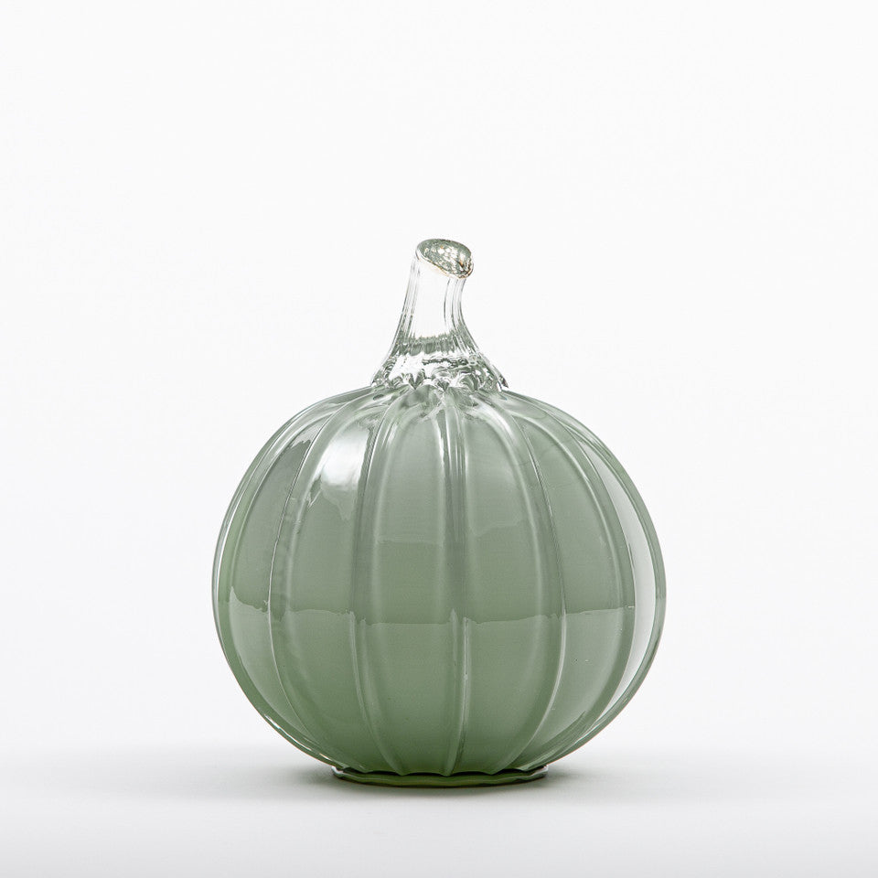 Spanish Moss Glass Pumpkin w/Tealight