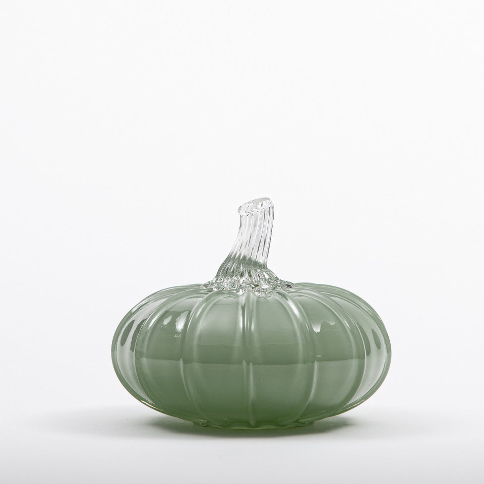 Spanish Moss Glass Pumpkin w/Tealight