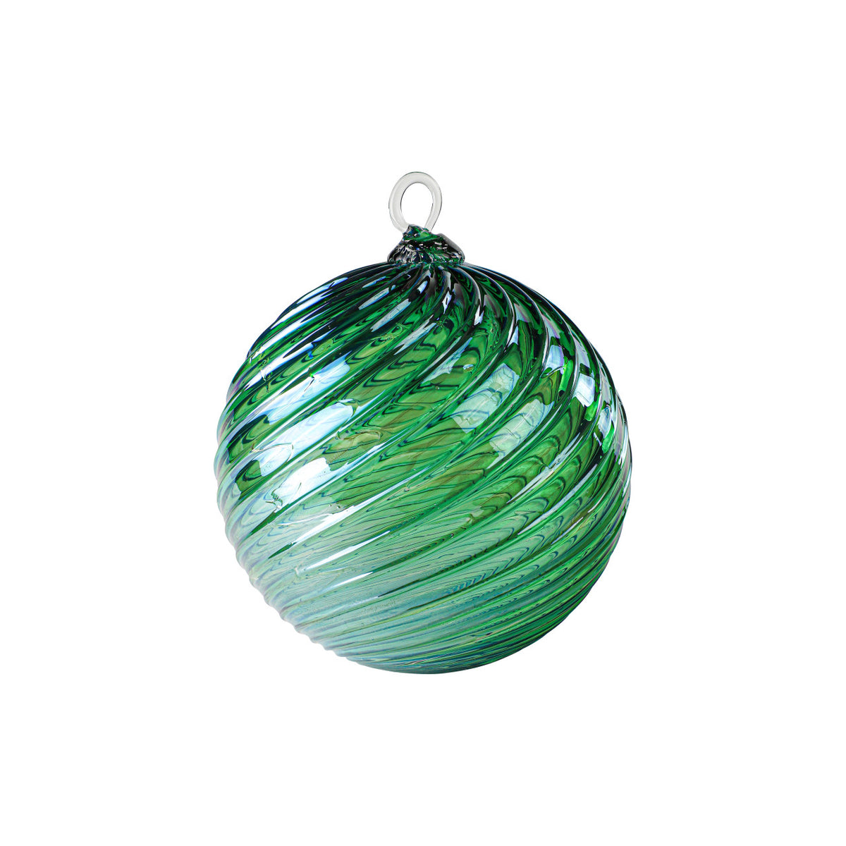 Metallic Green Blue Handblown Glass Ornament