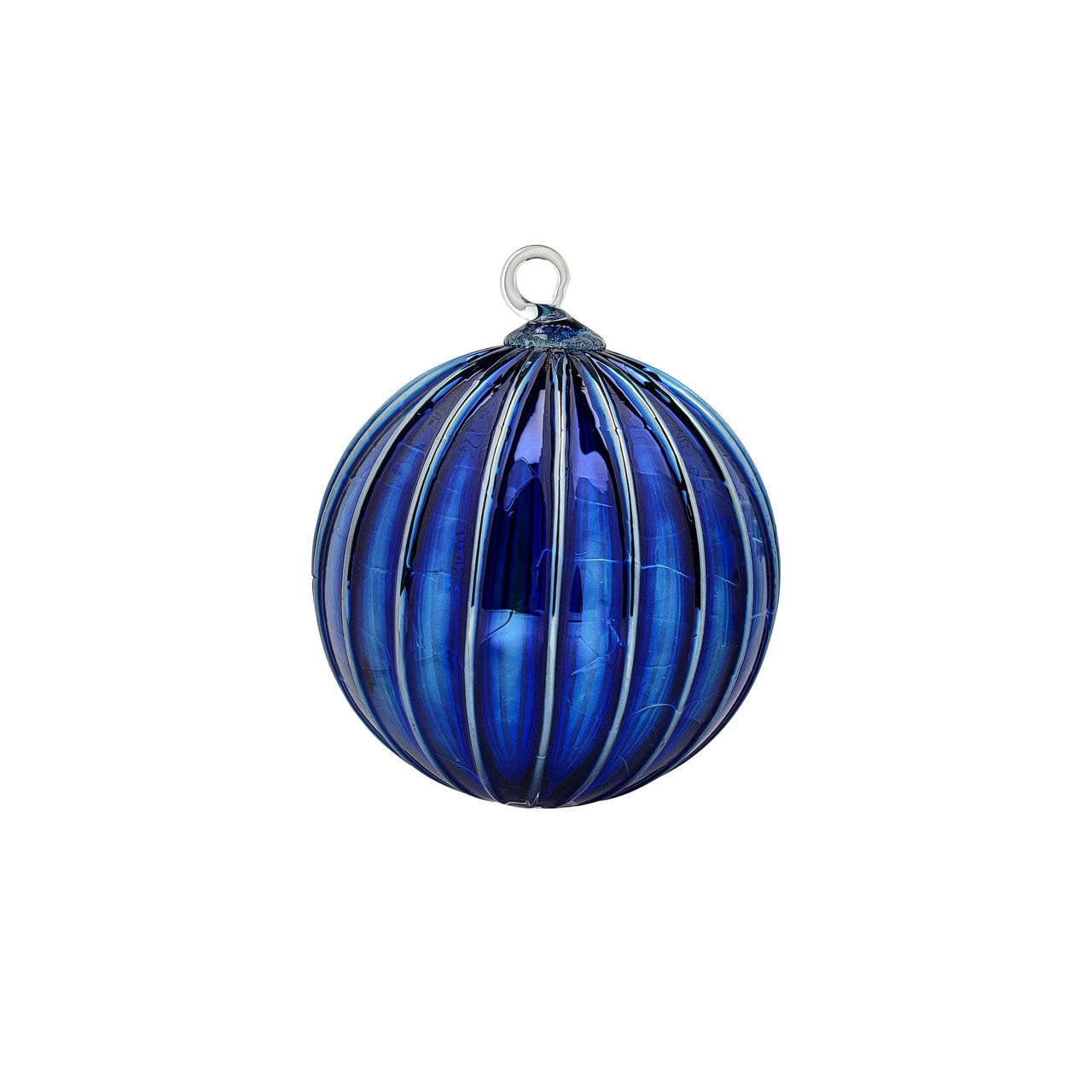 Metallic Mountain Blue Mixed Set of Six Handblown Glass Ornaments
