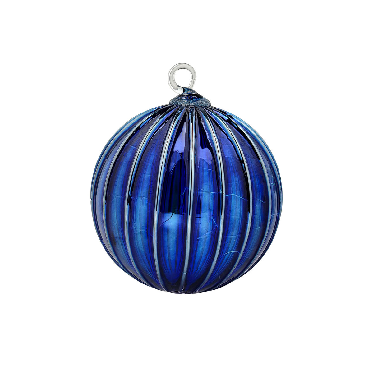 Metallic Mountain Blue Handblown Glass Ornament