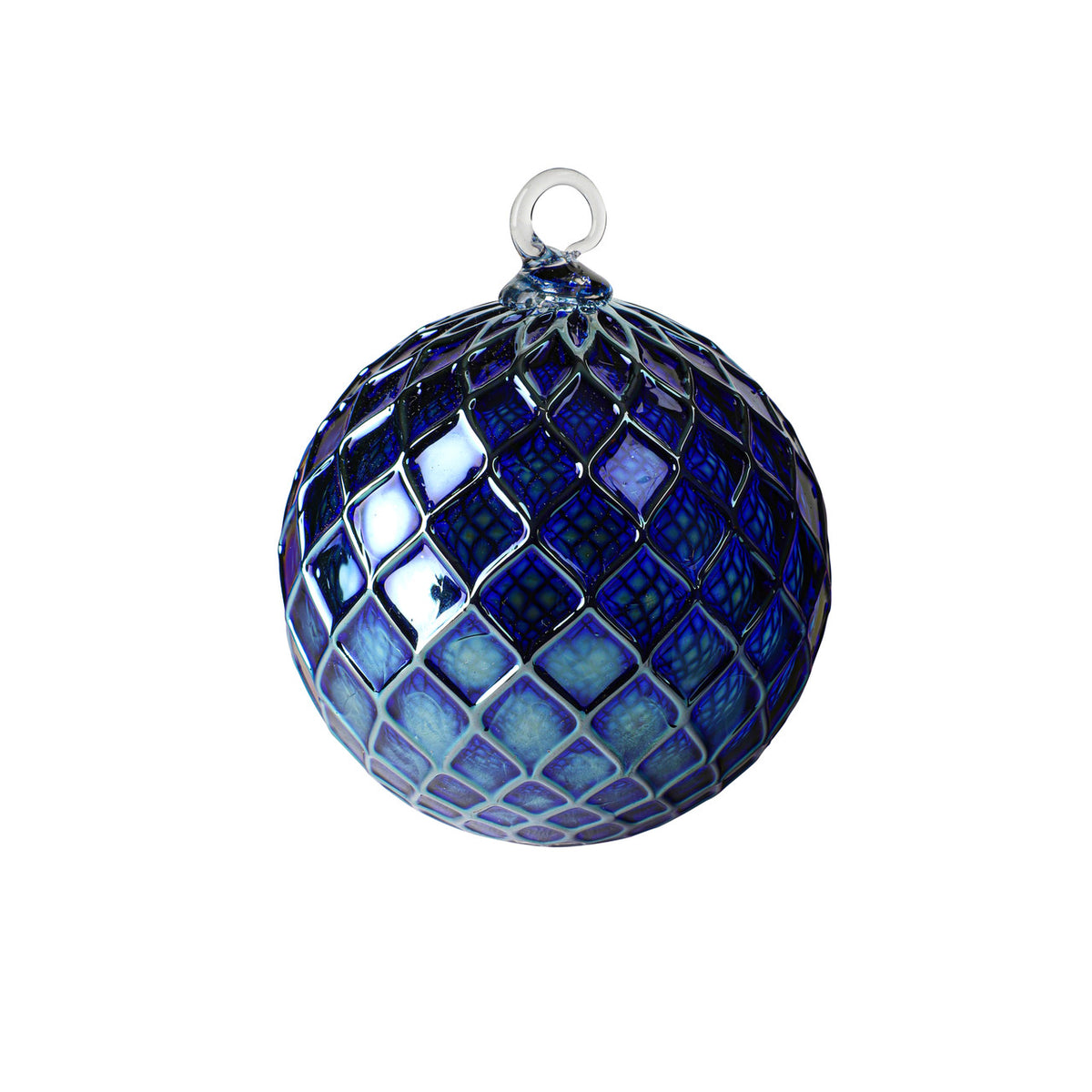 Metallic Mountain Blue Handblown Glass Ornament