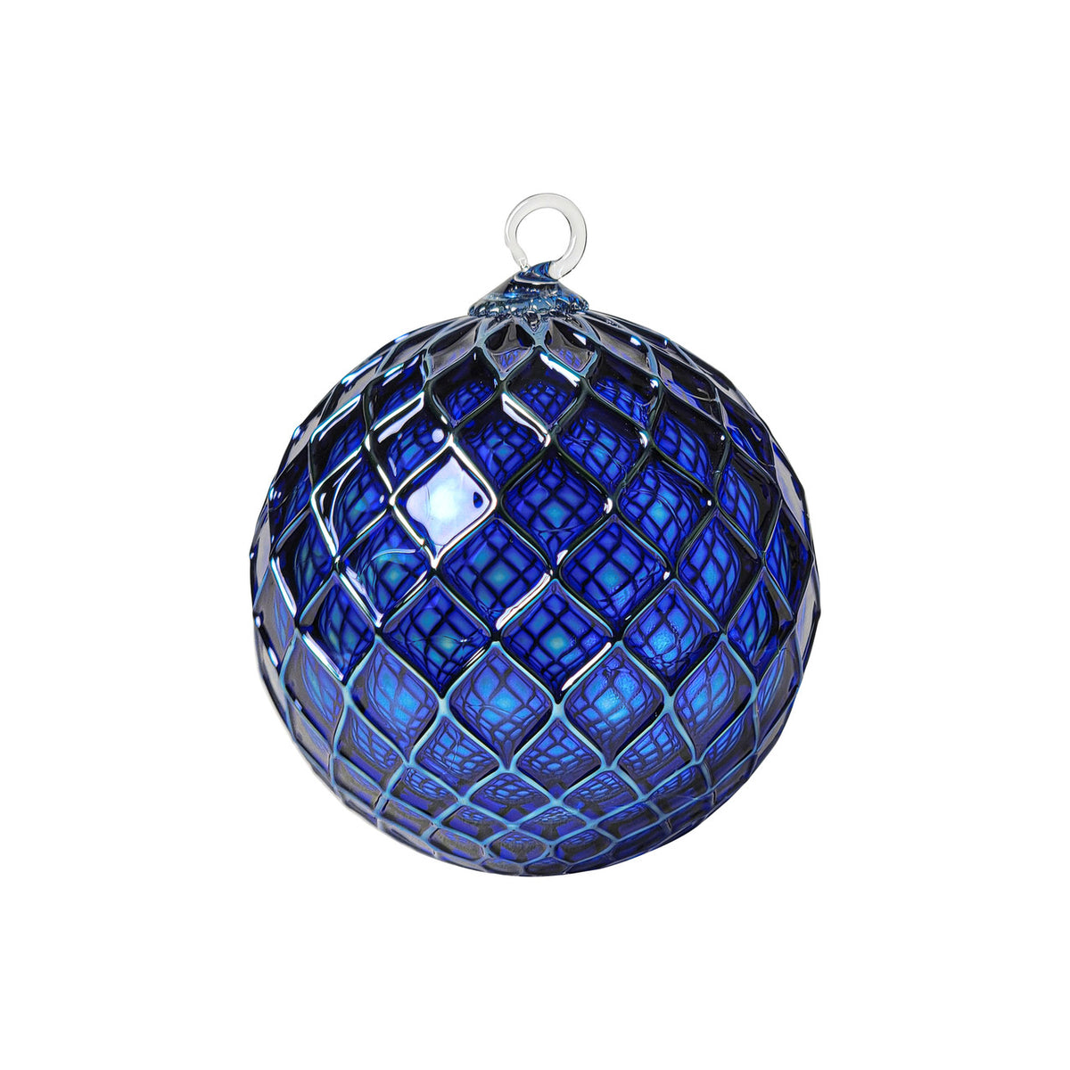 Metallic Mountain Blue Handblown Glass Ornament