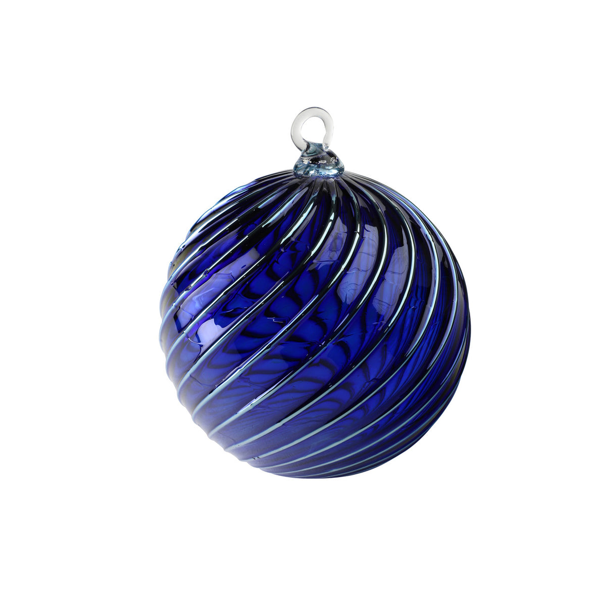 Metallic Mountain Blue Handblown Glass Ornament