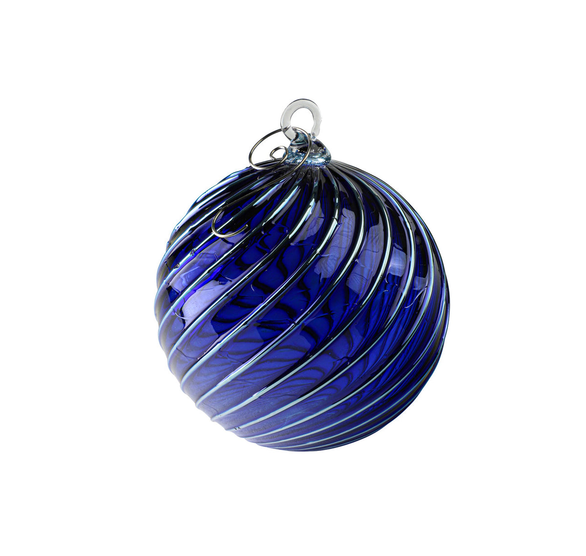 Metallic Mountain Blue Handblown Glass Ornament
