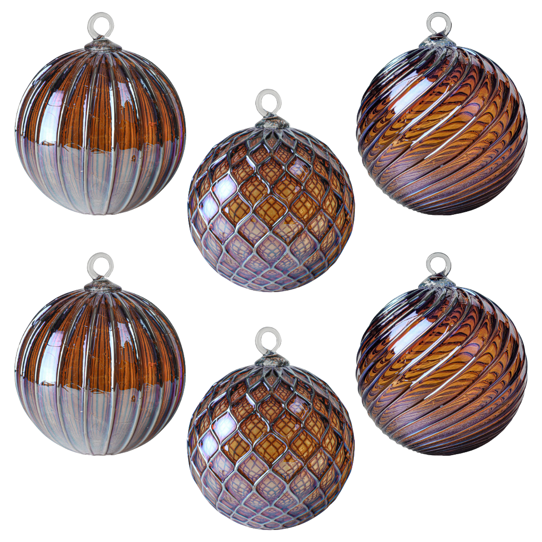 Metallic Violet Amber Handblown Glass Ornament
