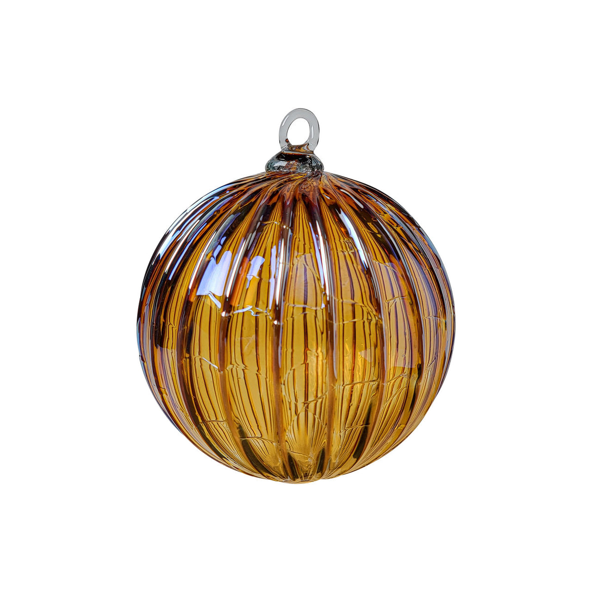 Metallic Violet Gold Handblown Glass Ornament