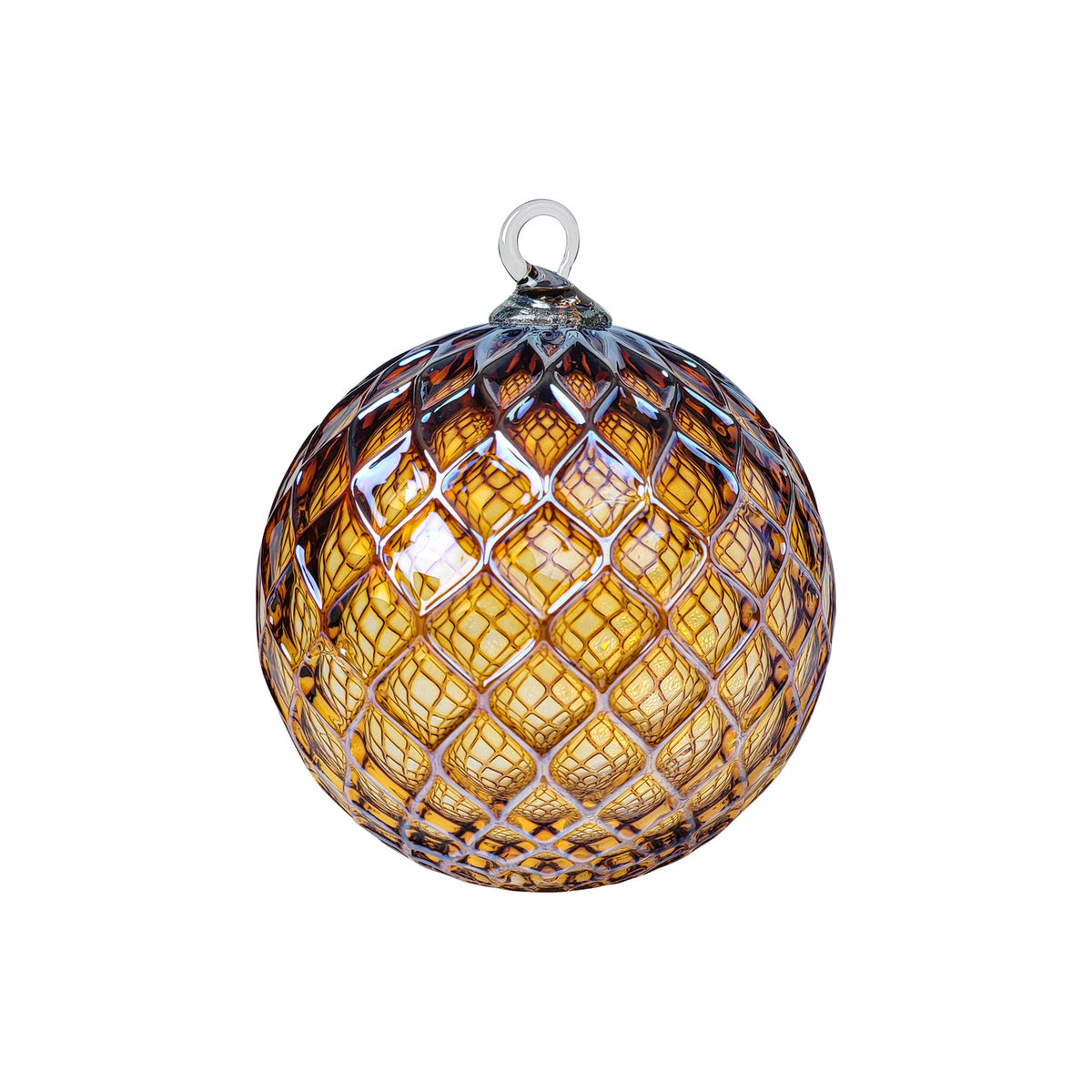 Metallic Violet Gold Handblown Glass Ornament