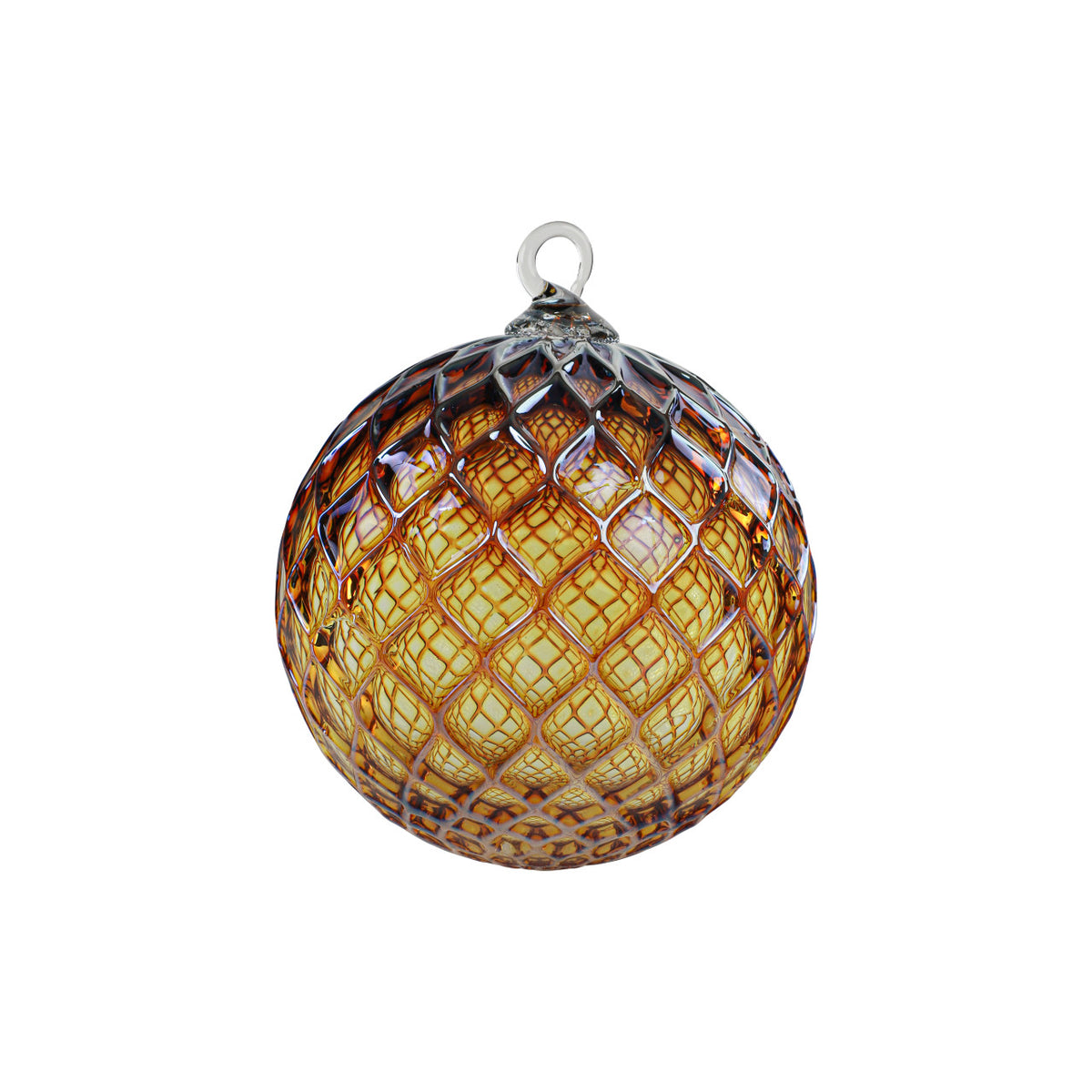 Metallic Violet Gold Handblown Glass Ornament