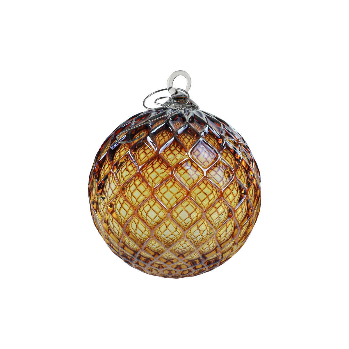Metallic Violet Gold Handblown Glass Ornament