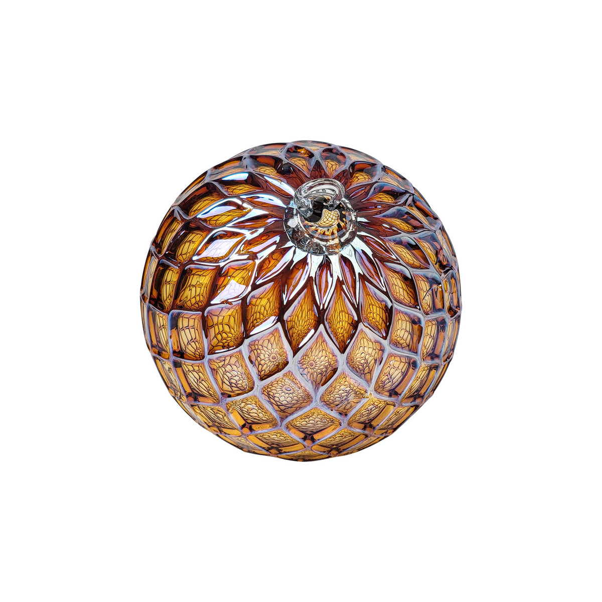 Metallic Violet Gold Handblown Glass Ornament