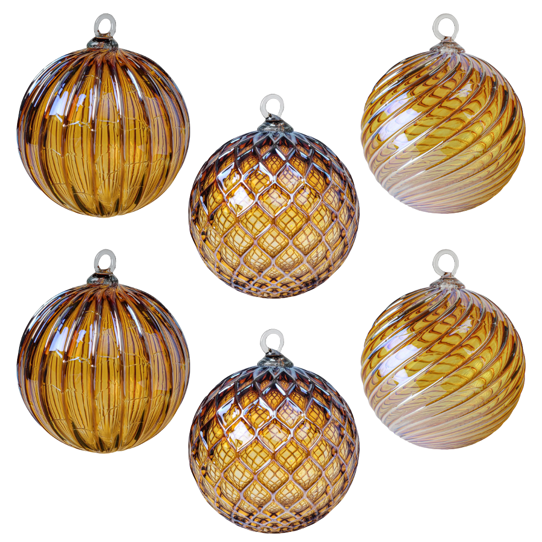Metallic Violet Gold Handblown Glass Ornament