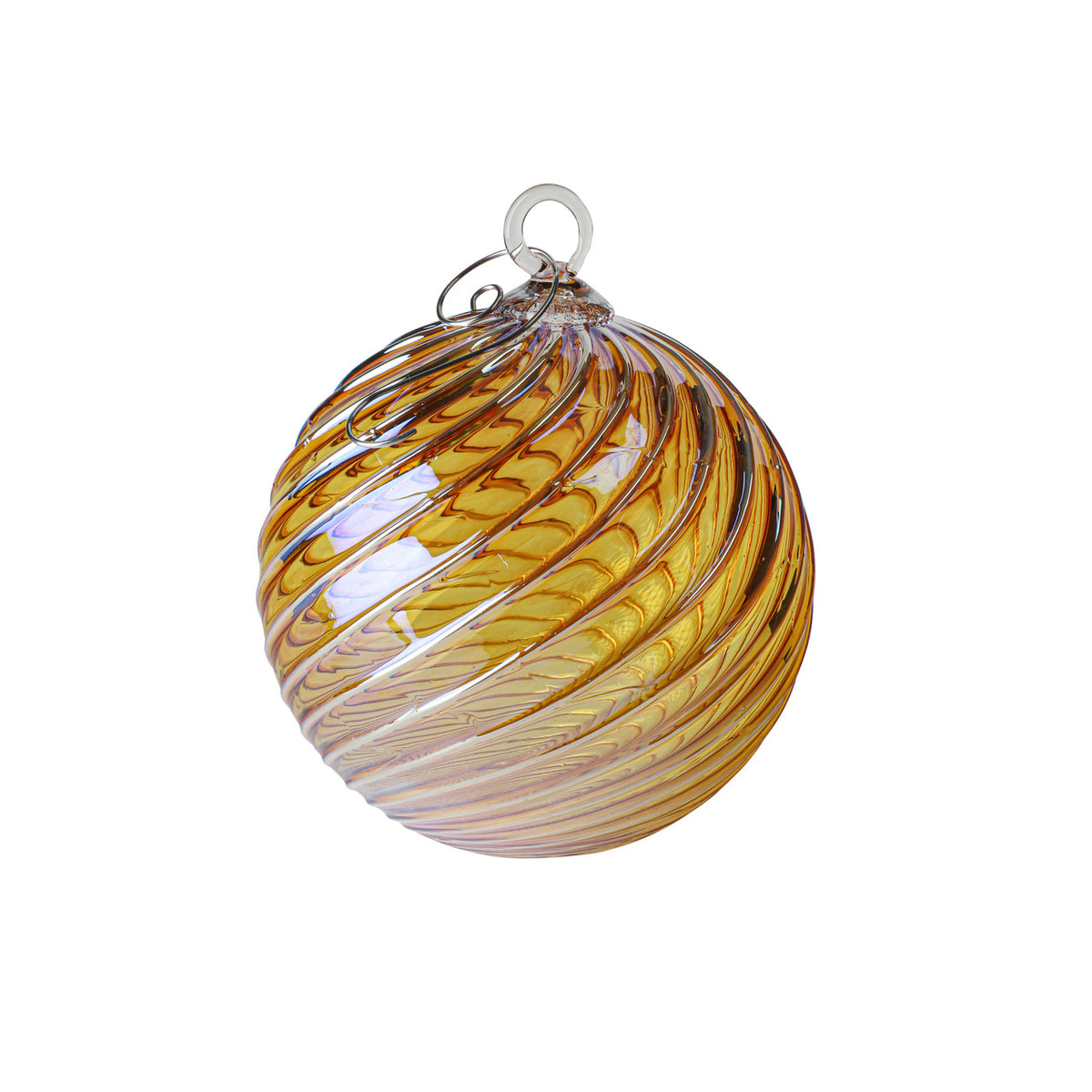 Metallic Violet Gold Handblown Glass Ornament