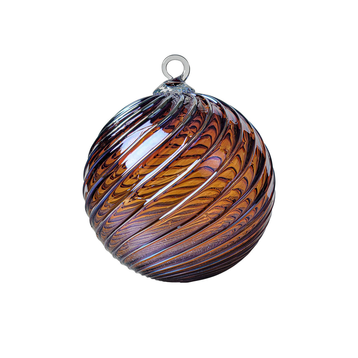 Metallic Violet Amber Handblown Glass Ornament
