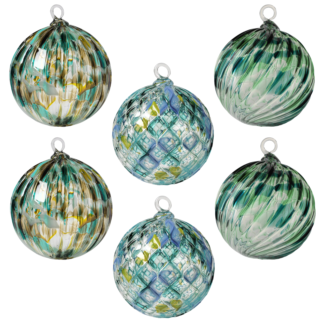 Muir Woods Mix Set of Six Handblown Glass  Ornaments