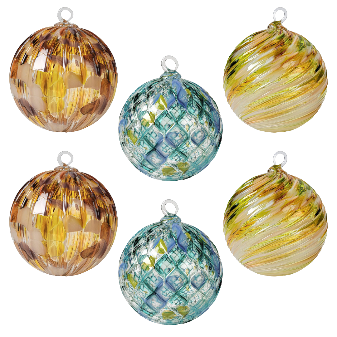 Orangevale | Big Sur | Citrus Heights | Set of 6 | Handblown Glass Ornaments