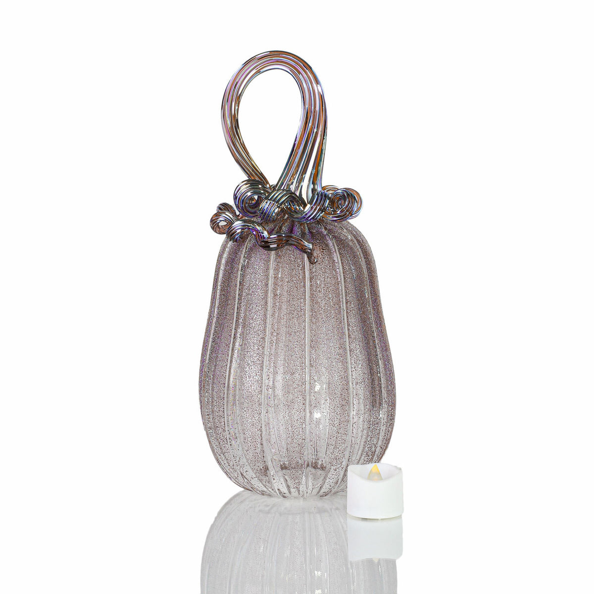 Violet Luster Textured Pumpkin w/Tealight