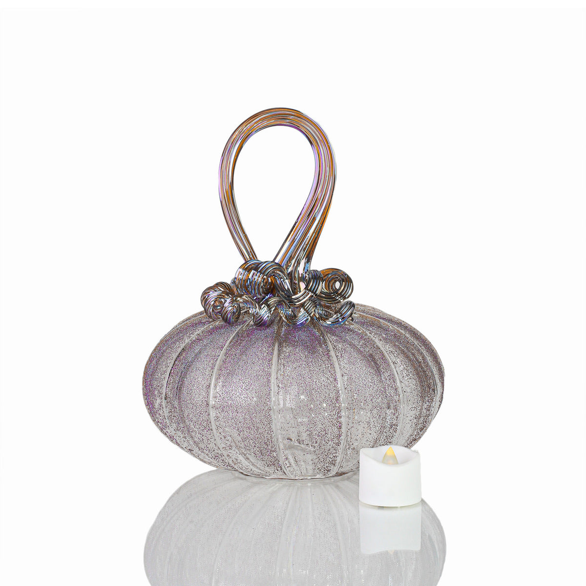 Violet Luster Textured Pumpkin w/Tealight