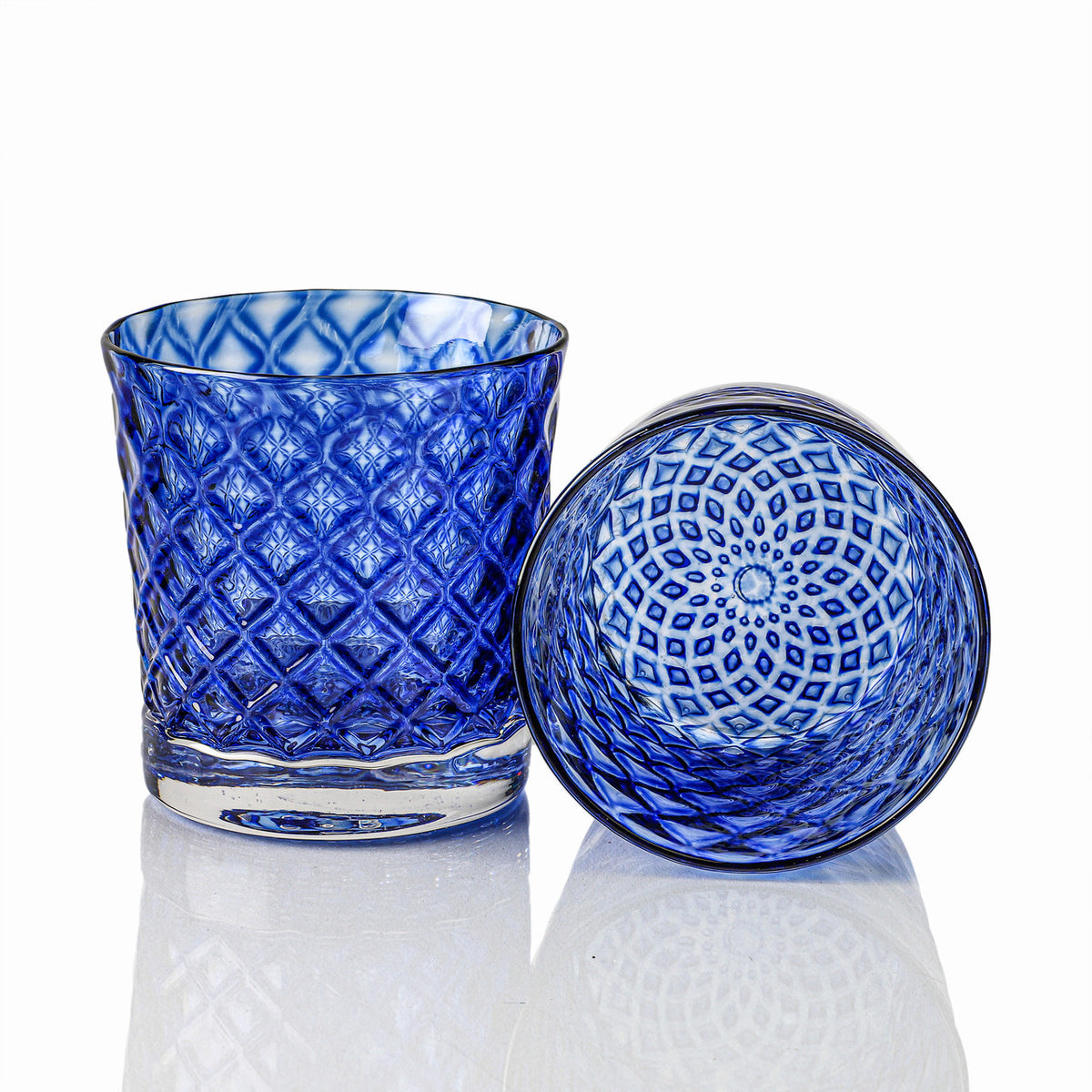 Blueberry & Aqua Mindala Glass Set