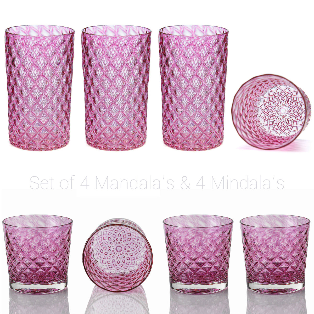 Pomegranate Pink Mandala Glass