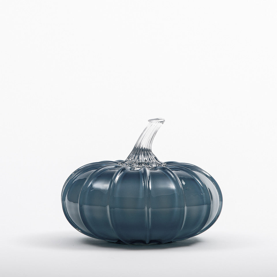 Cerulean Glass Pumpkin w/Tealight