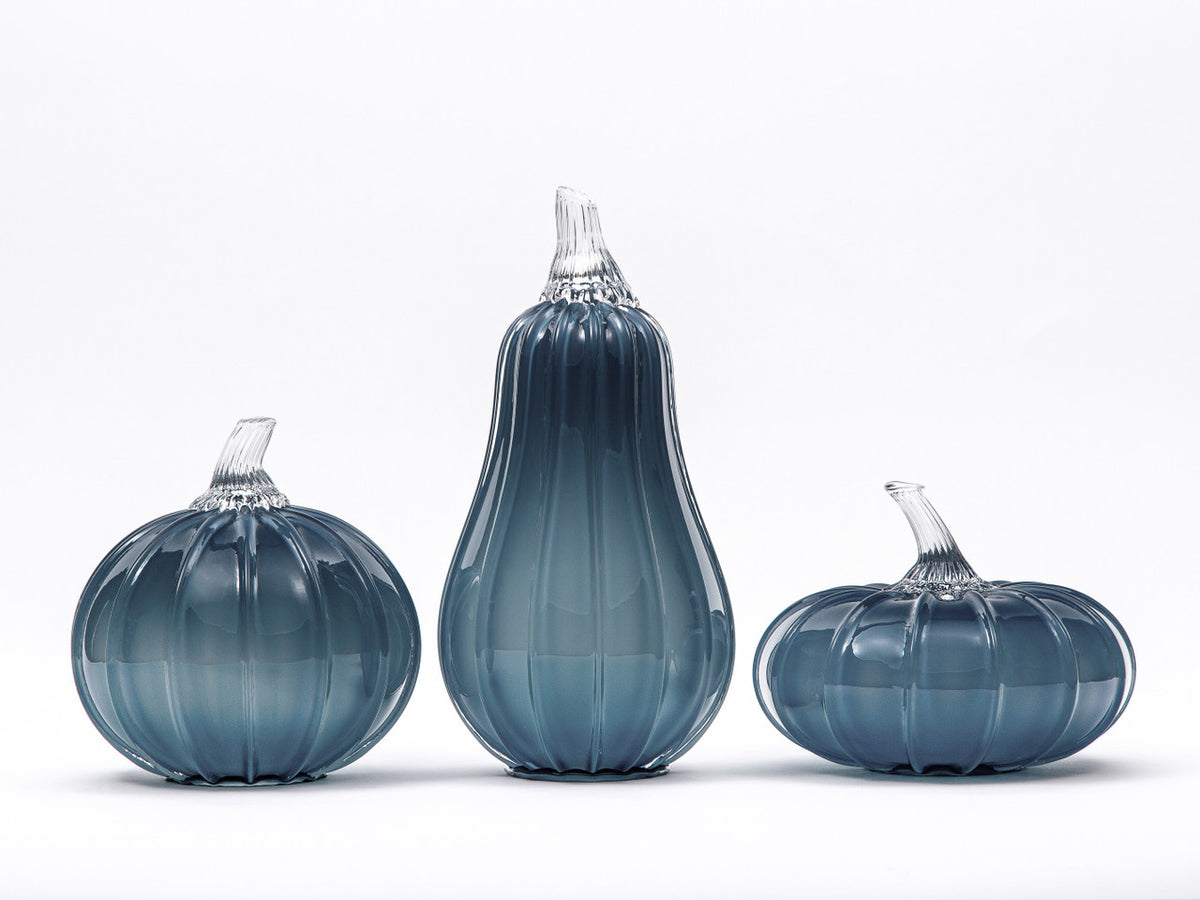 Cerulean Glass Pumpkin w/Tealight
