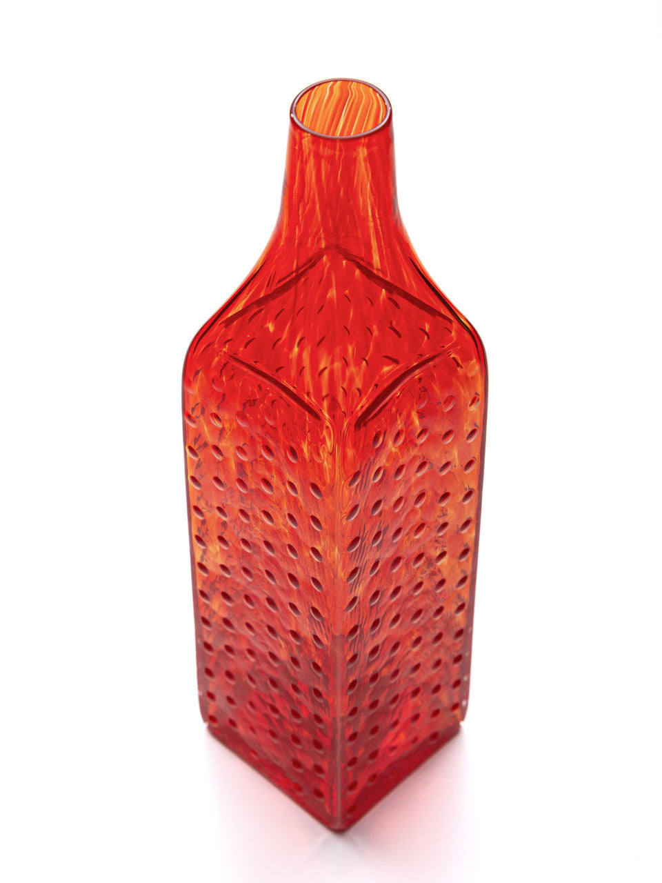 Candy Apple Red Hobnail Handblown Bottle