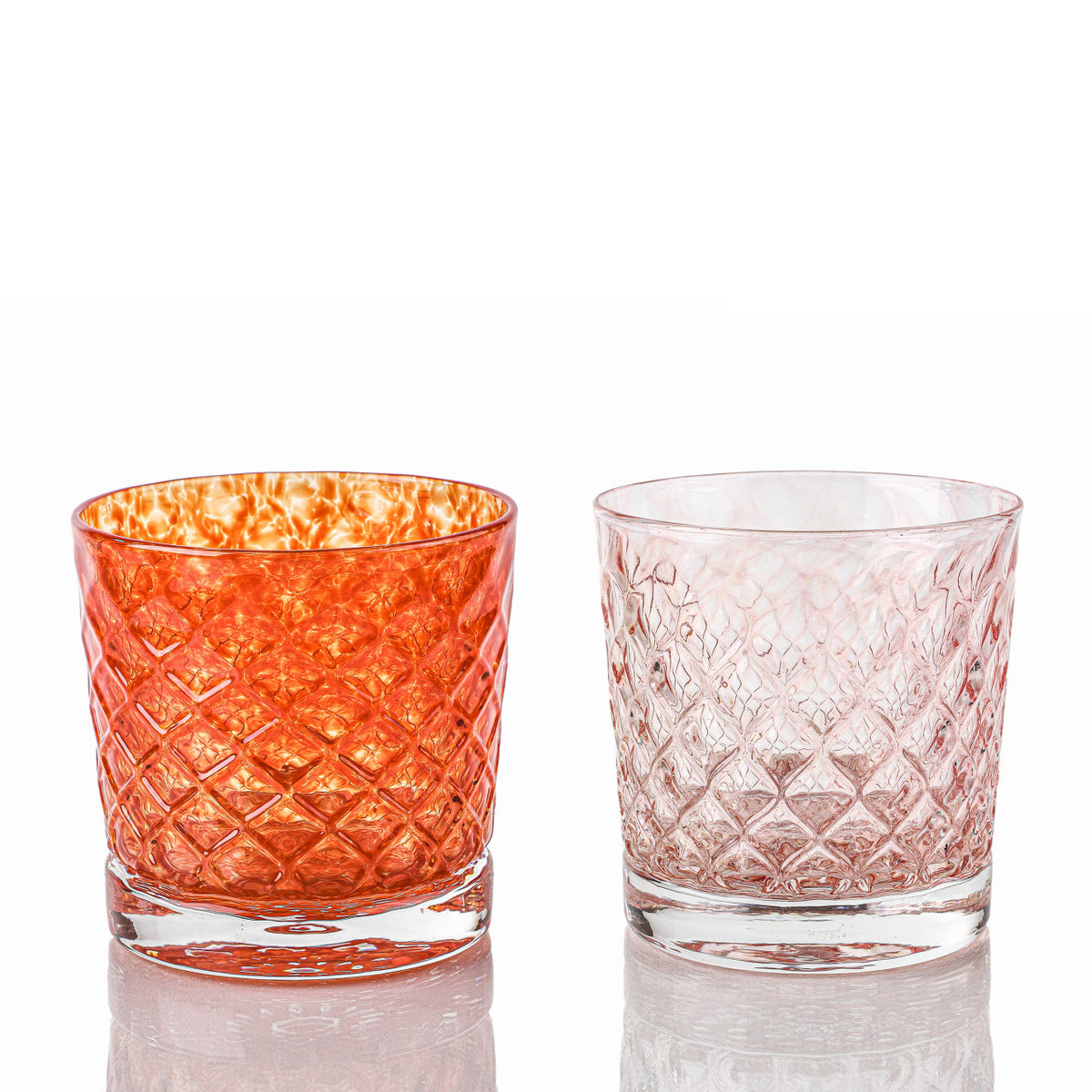 Candy Apple Red & Pink Lemonade Mindala Glass Set